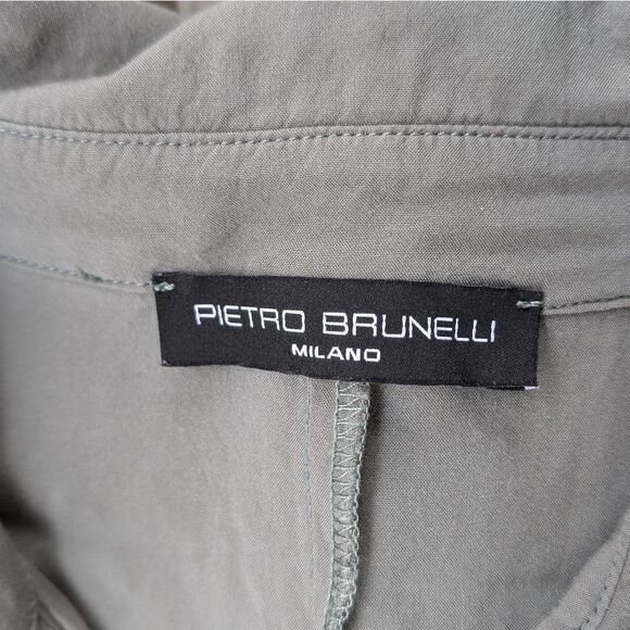Pietro‎ Brunelli Muted Green Button Front Mini Shirt Dress M Maternity - Picture 6 of 8